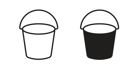 Water bucket icon pictogram template, Simple outline and filled style.