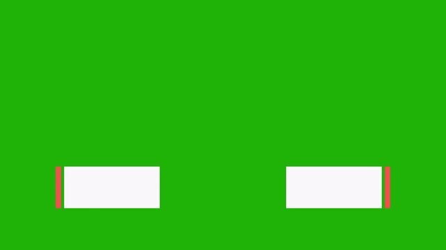 A simple graphic animation of the movement of two bottom text shapes consisting of a red line and a white text box.