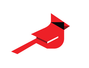 Stylized Red Cardinal Bird Abstract Geometric Vector Logo Icon Illustration Design