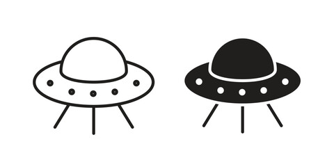 UFO icon pictogram template, Simple outline and filled style.
