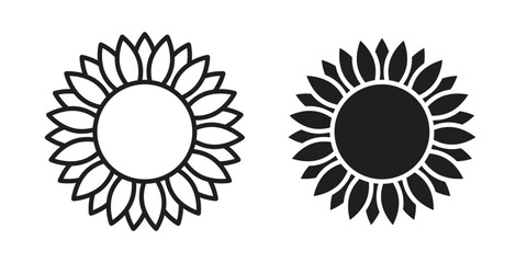Sunflower icon pictogram template, Simple outline and filled style.