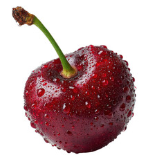 Fresh cherry with droplets on clear BG