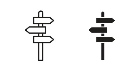 Signpost icon pictogram template, Simple outline and filled style.