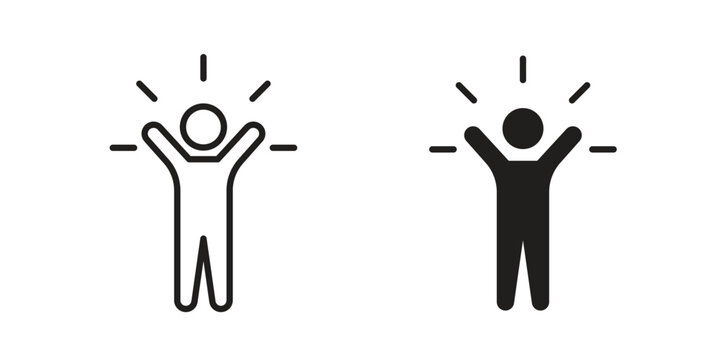 Self confidence icon pictogram template, Simple outline and filled style.