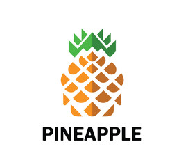 Geometric Orange and Green Pineapple Fruit Abstract Vector Logo Icon Illustration
