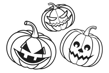 Pumpkin Carving Stencils Vector SVG Set for Halloween