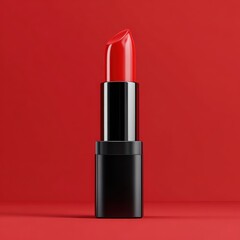 Obraz premium Vibrant Red Lipstick on Simple Background for Beauty and Cosmetic Themes