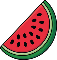 Watermelon slice icon Vector illustration. slice of watermelon, half watermelon, summer fruit red watermelon vector illustration design for fresh juicy logotype graphic design.