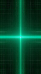 Obraz premium Green neon cross illuminated on dark background representing technology and cyberpunk aesthetic