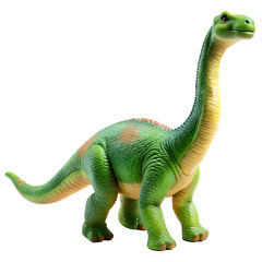 Obraz premium Green brachiosaurus toy isolated on transparent background, a childhood dinosaur