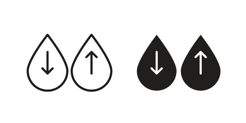 Low and high cholesterol icon pictogram template, Simple outline and filled style.