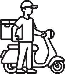 Fast delivery service with scooter and package