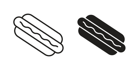 Hot dog icon pictogram template, Simple outline and filled style.