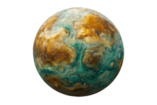 Swirling alien planet surface isolated on a transparent background