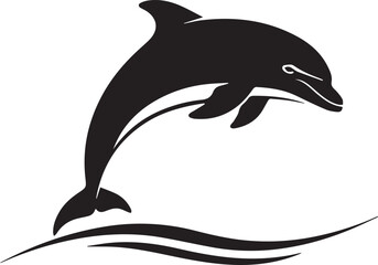 Obraz premium Dynamic silhouette of a dolphin leaping gracefully above ocean waves creating a sense of freedom