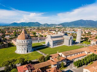 Leaning Tower of Pisa, Italy - Aerial view of the Leaning Tower of Pisa and Piazza del Duomo
