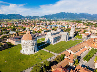Leaning Tower of Pisa, Italy - Aerial view of the Leaning Tower of Pisa and Piazza del Duomo