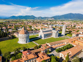 Leaning Tower of Pisa, Italy - Aerial view of the Leaning Tower of Pisa and Piazza del Duomo