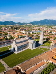 Leaning Tower of Pisa, Italy - Aerial view of the Leaning Tower of Pisa and Piazza del Duomo