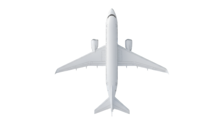 Top-down view of a white airplane against a black background