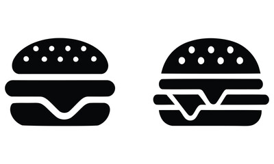 silhouette icons of cheeseburgers. vector illustration of a burger
