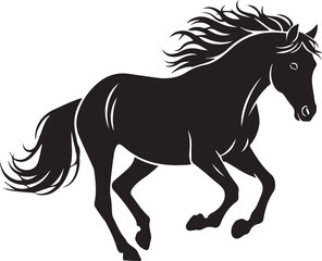 Obraz premium Majestic black horse silhouette galloping freely dynamic motion powerful equine animal spirit