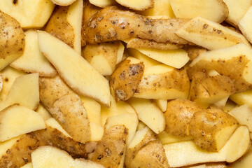 close up of fresh potato peels