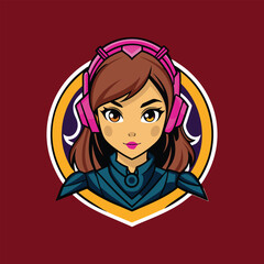 A cartoon character illustration of a cute lady portrait