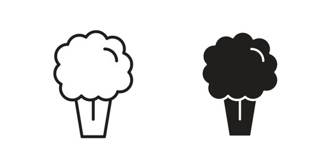Broccoli icon pictogram template, Simple outline and filled style.