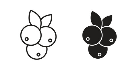 Blueberry icon pictogram template, Simple outline and filled style.