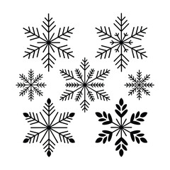 Snowflake Clipart Set Winter Vector Icons with Geometric and Stylized Christmas Designs
