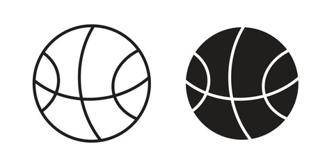 Basketball icon pictogram template, Simple outline and filled style.