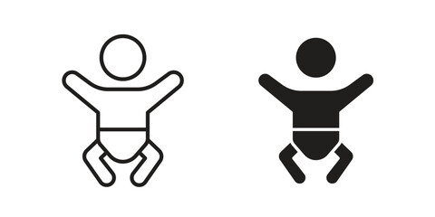 Baby icon pictogram template, Simple outline and filled style.