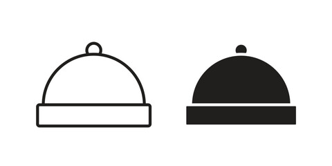 Baby hat icon pictogram template, Simple outline and filled style.