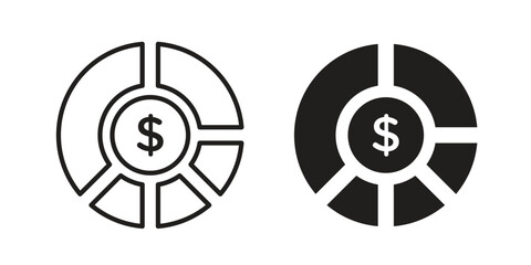 Asset allocation icon pictogram template, Simple outline and filled style.