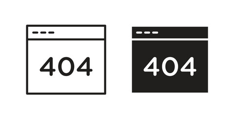 404 Error icon pictogram template, Simple outline and filled style.