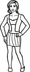 outline of fashion model posing outfit.