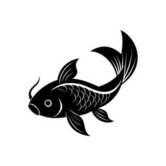 Bright orange koi fish swimming right vector illustration scalable graphic silhouette