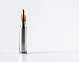 Rifle ammunition cartridge on white background