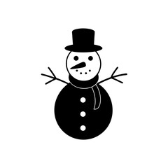 Cute snowman vector illustration with carrot nose scalable christmas holiday icon silhouette