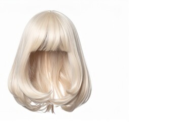 Naklejka premium Blonde bob hair wig with bangs on white