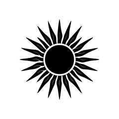 Bright yellow sun with orange rays scalable vector illustration for design silhouette