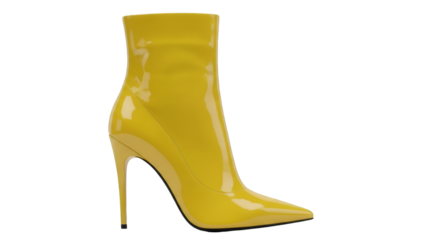 Shiny Yellow Stiletto Ankle Boot