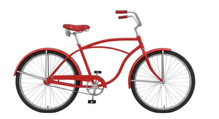Red Cruiser Bicycle on Black Background