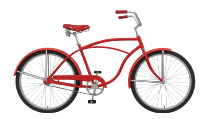 Red Cruiser Bicycle on Black Background