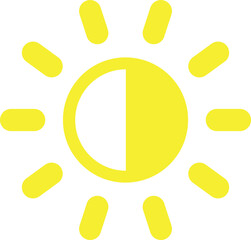 Yellow brightness and contrast icon symbol isolated on transparent background