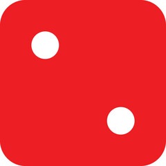 Red Dice Face Two Icon on Transparent Background