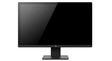 Modern Black Computer Monitor on Black Background
