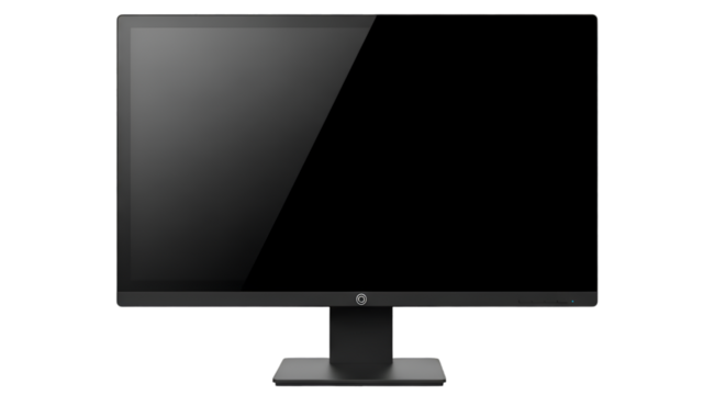 Modern Black Computer Monitor on Black Background