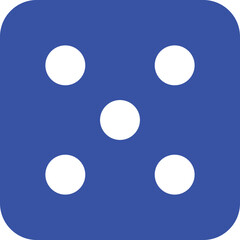 Blue Dice Face Five Icon on Transparent Background